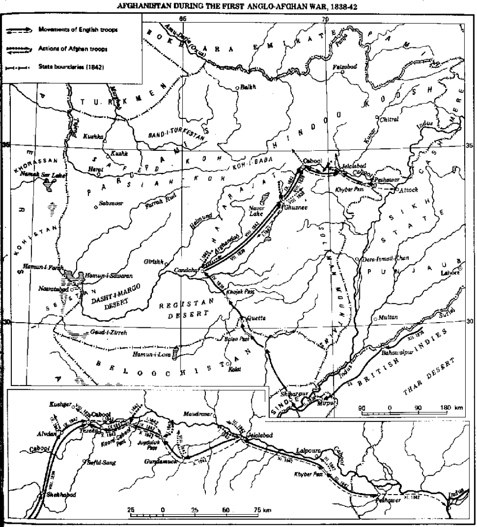 Karte Afghanistan 1840